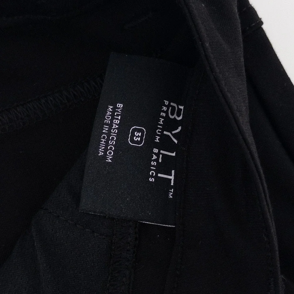 BYLT Mens 33x28‎ Everyday Pant 2.0 Straight Fit Chino Black Stretch Trousers